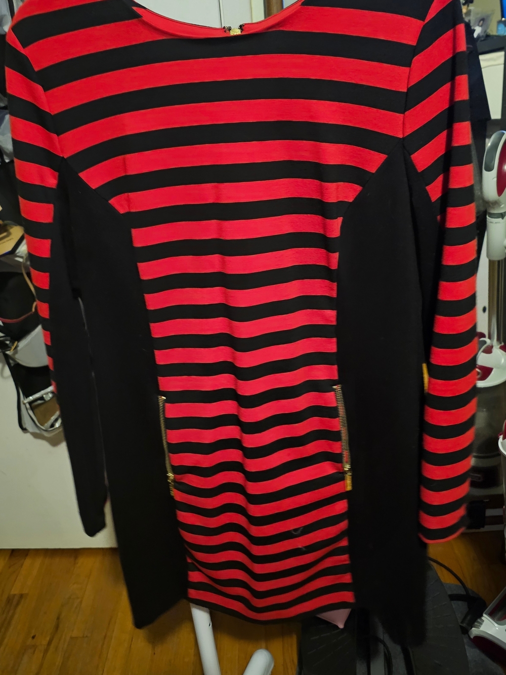 Michael Kors Long Sleeve Red And Black Dress Size L